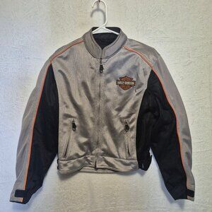 Harley Davidson Womens Mesh Riding Jacket Padded S Silver Gray Biker Motorcycle